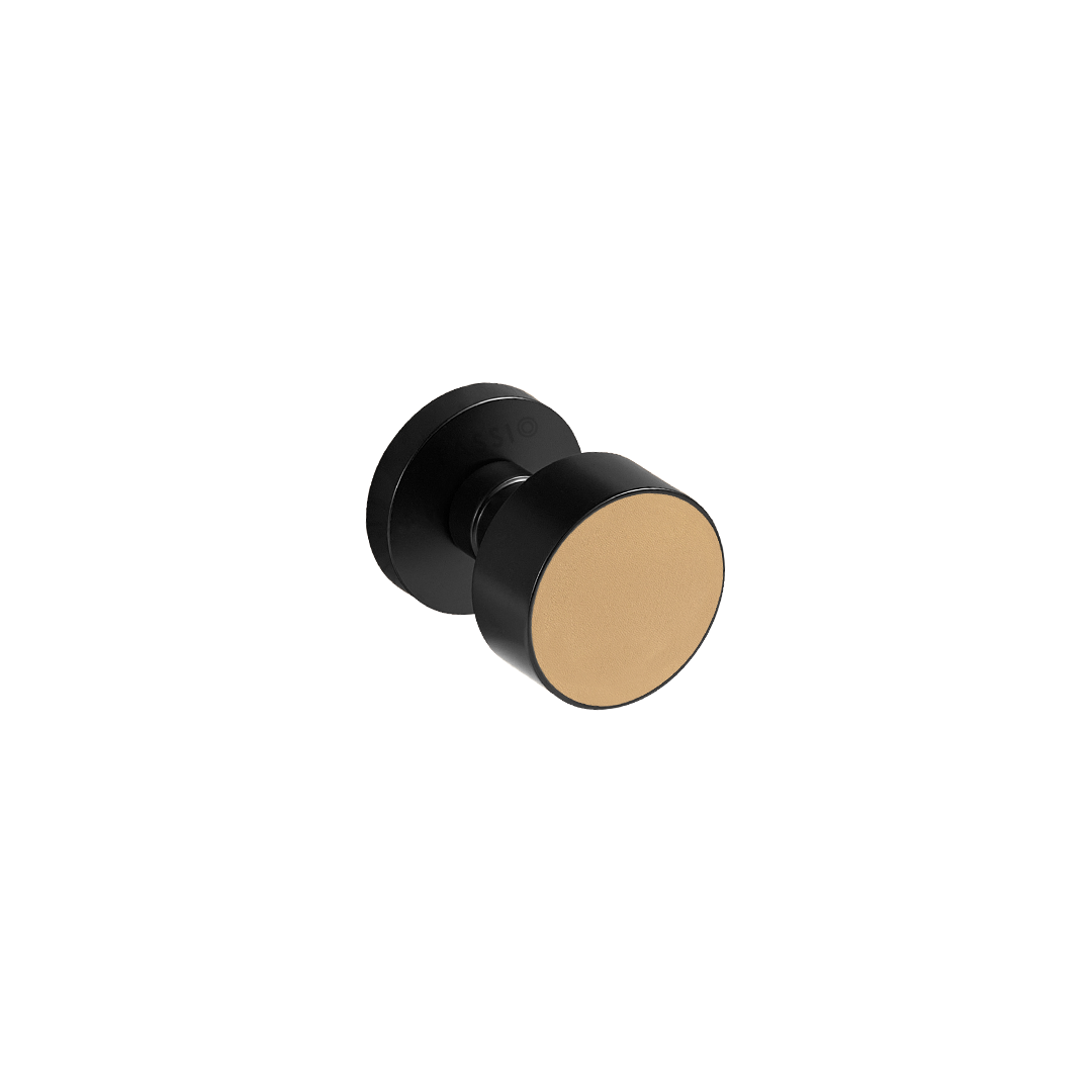 Santo Solid Brass Door Knob | Black &amp; Amalfi Beige