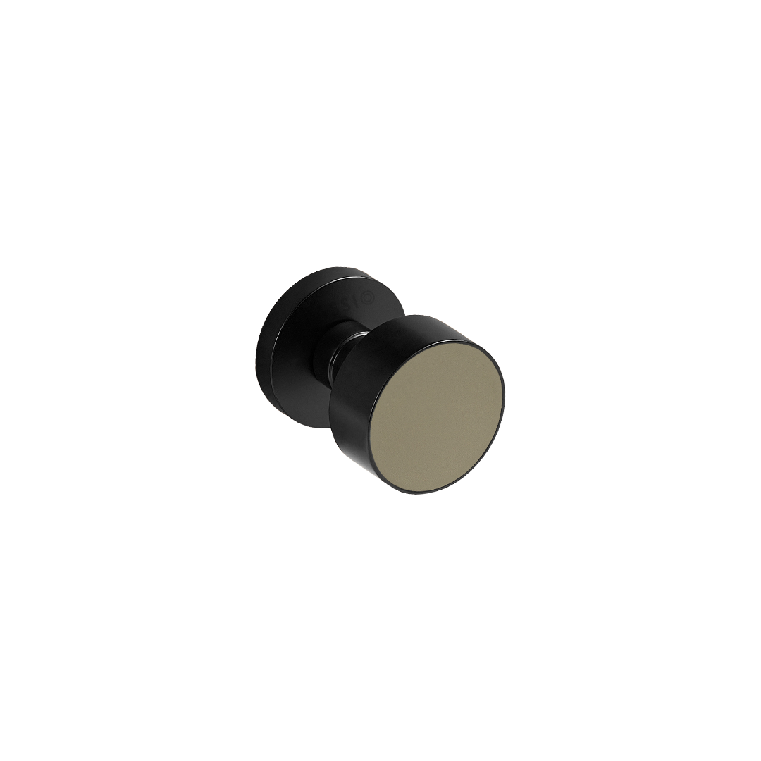 Santo Solid Brass Door Knob | Black &amp; Alpine Grey (Crazy Horse Leather)