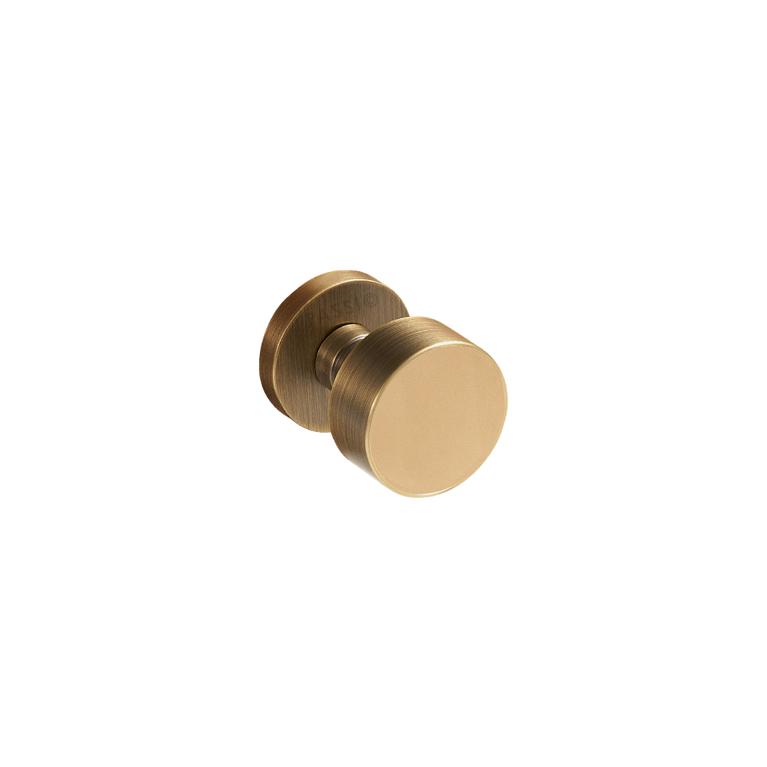 Santo Solid Brass Door Knob | Bronze &amp; Amalfi Beige