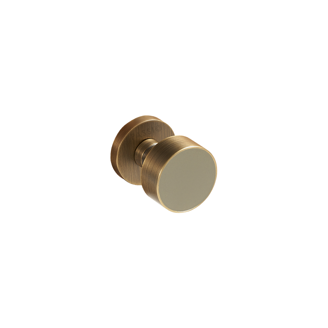 Santo Solid Brass Door Knob | Bronze &amp; Alpine Grey (Crazy Horse Leather)