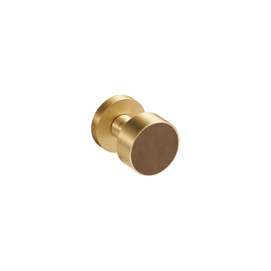 Santo Solid Brass Door Knob | Gold &amp; Castano Brown