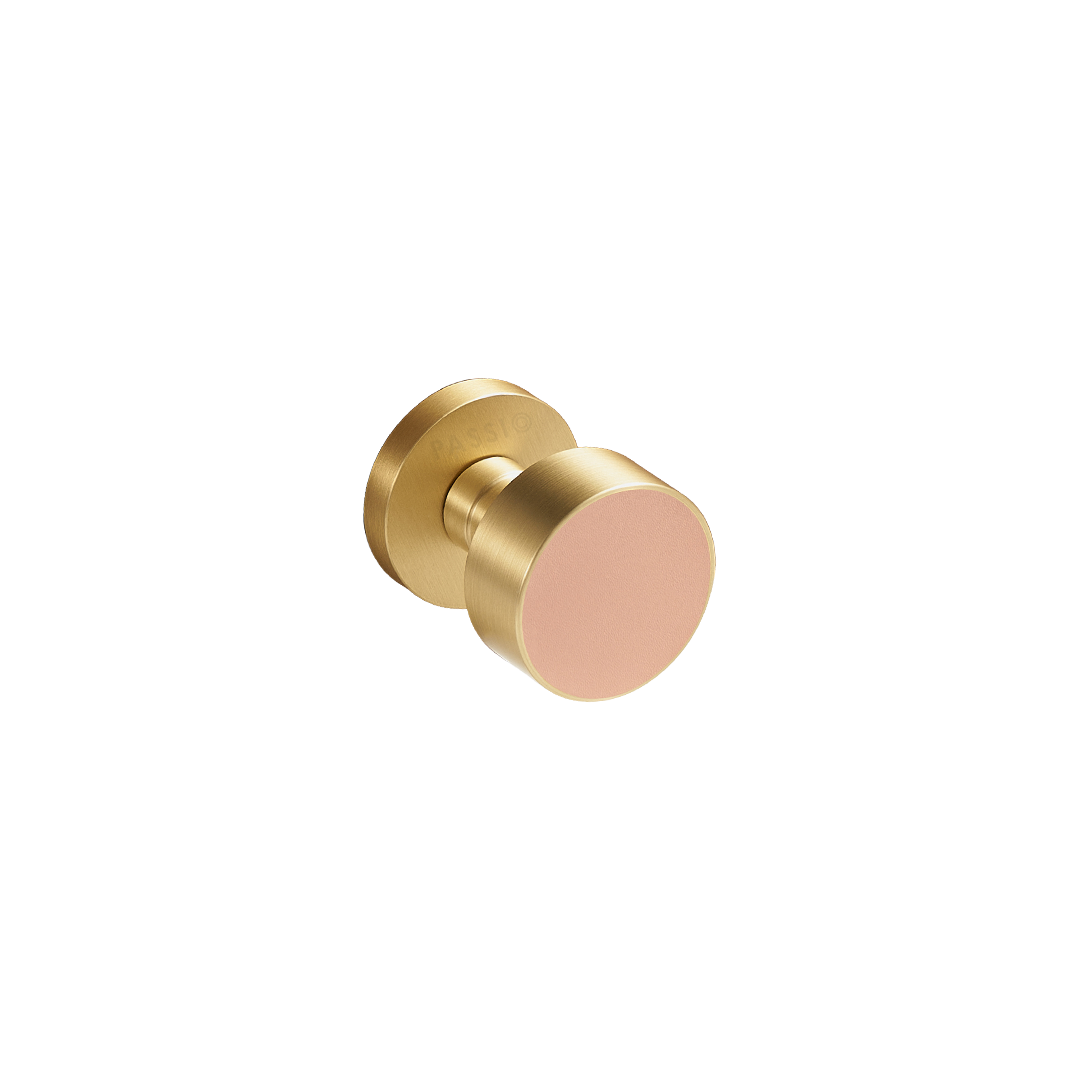 Santo Solid Brass Door Knob | Gold &amp; Tuscan Pink