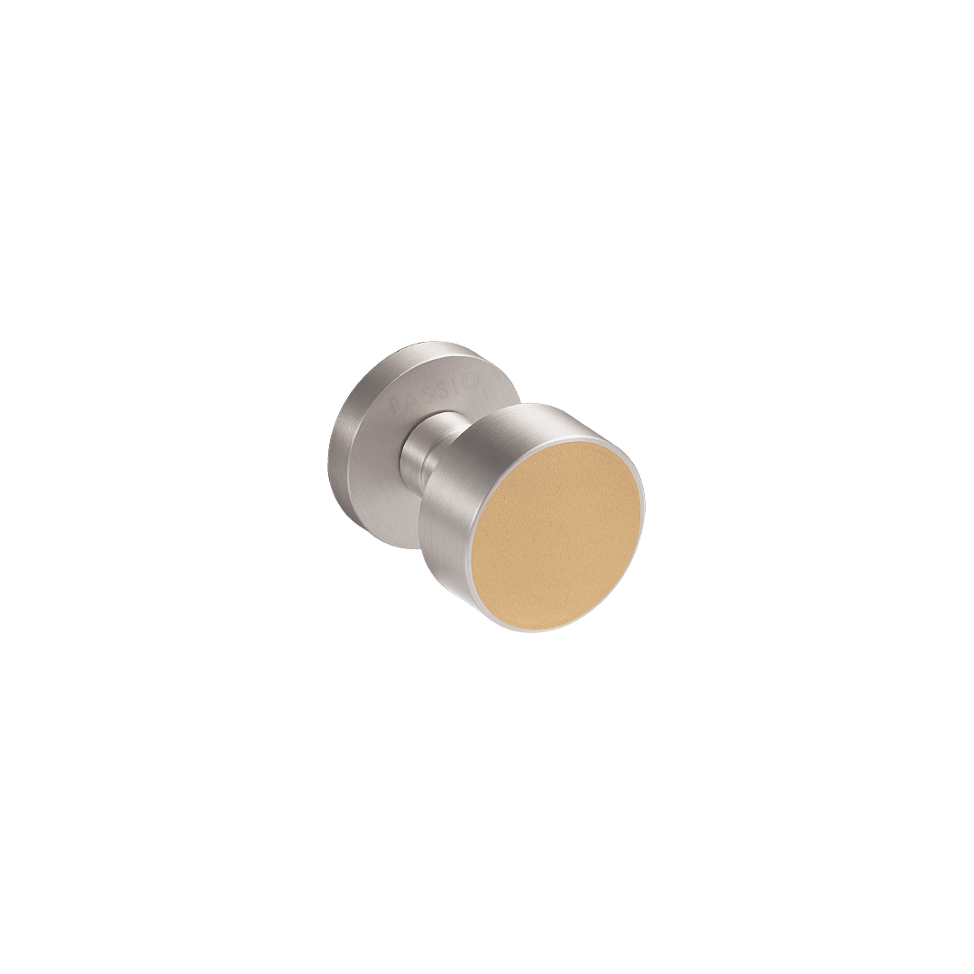 Santo Solid Brass Door Knob | Satin Nickel &amp; Amalfi Beige