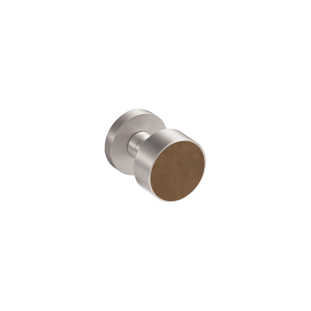 Santo Solid Brass Door Knob | Satin Nickel &amp; Castano Brown