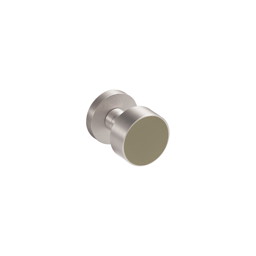 Santo Solid Brass Door Knob | Satin Nickel &amp; Alpine Grey (Crazy Horse Leather)