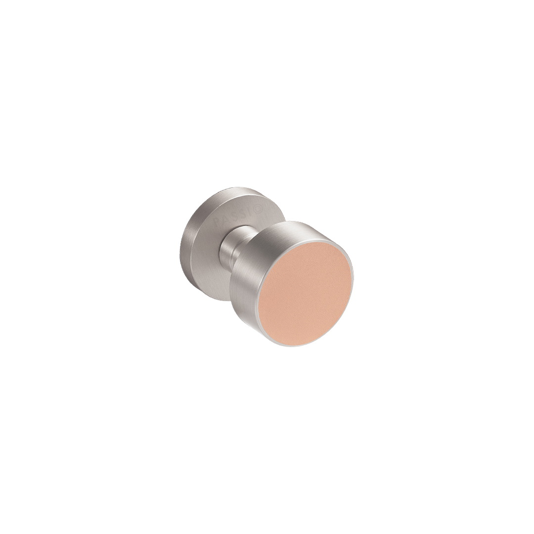 Santo Solid Brass Door Knob | Satin Nickel &amp; Tuscan Pink