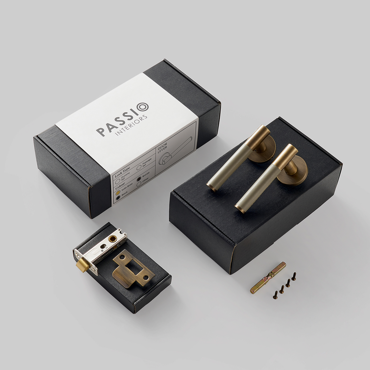 Santo Solid Brass Door Lever | Gold &amp; Nero Black