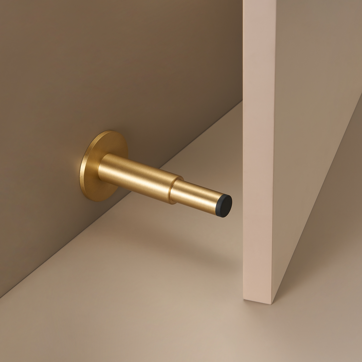Smooth Pillar Solid Brass Door Stop | Satin Nickel