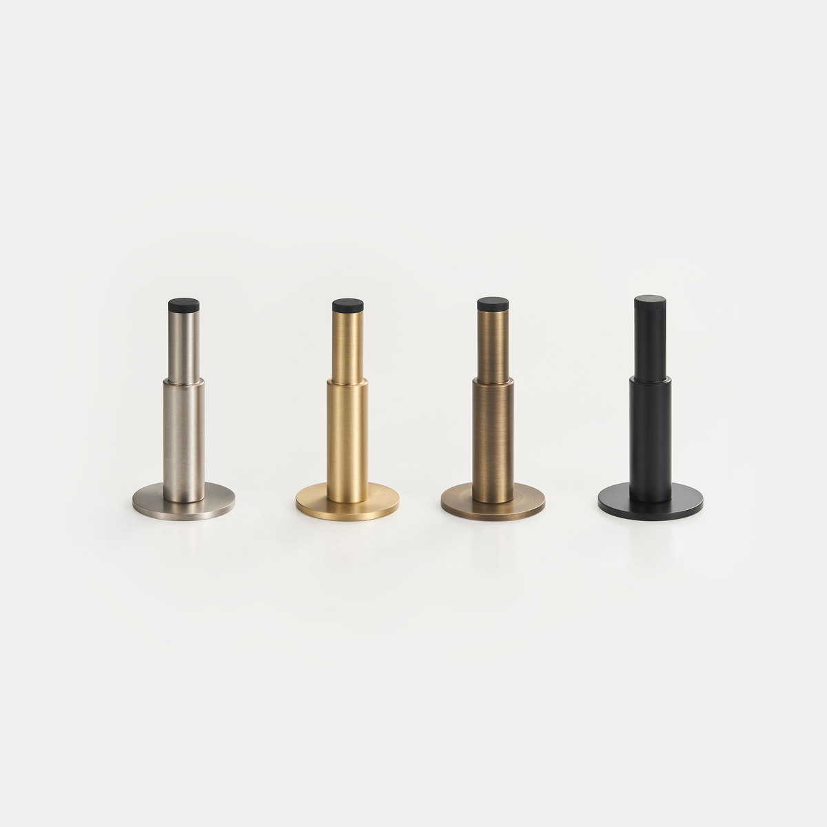 Smooth Pillar Solid Brass Door Stop | Satin Nickel