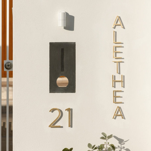 Floating Box Numbers Smooth Solid Brass Floating Numbers | Gold 10cm - 20cm - Passio Interiors