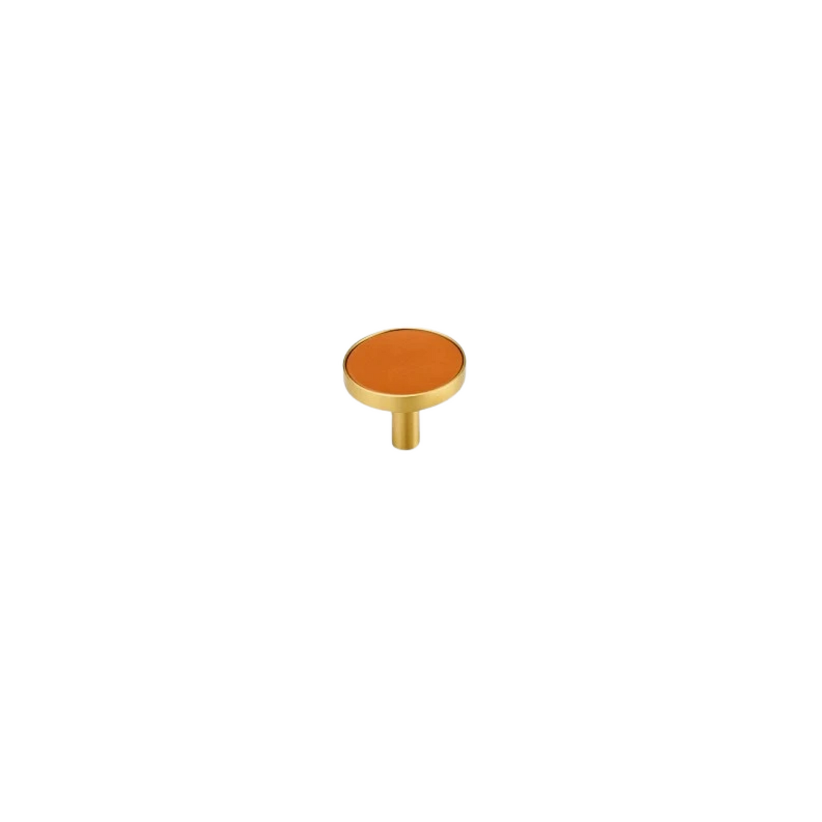 Kara Solid Brass &amp; Leather Knob | Gold &amp; Orange