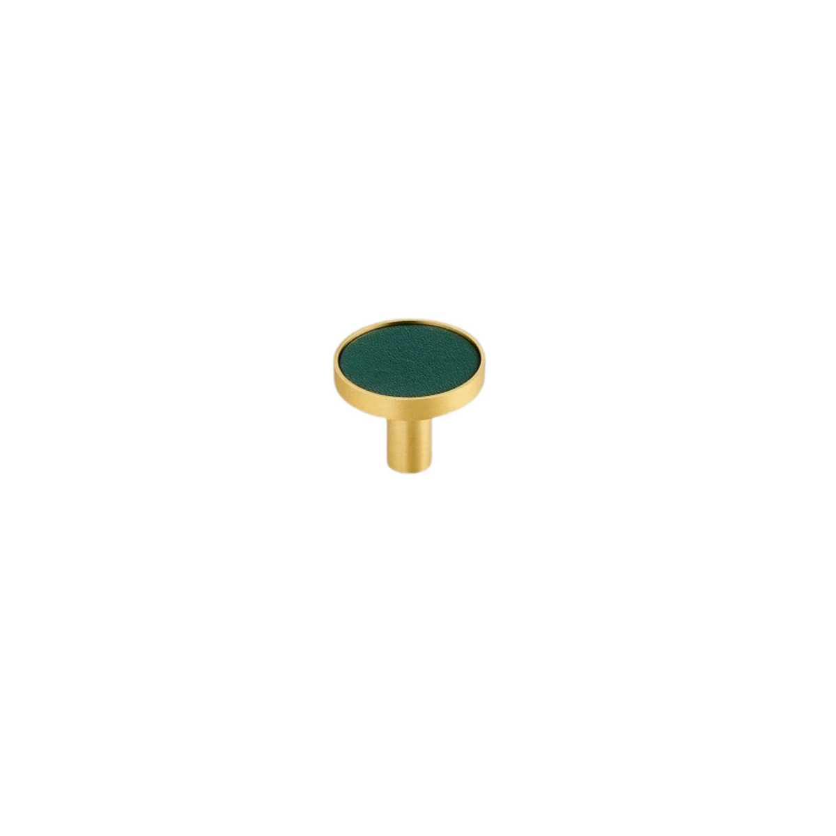 Kara Solid Brass &amp; Leather Knob | Gold &amp; Green