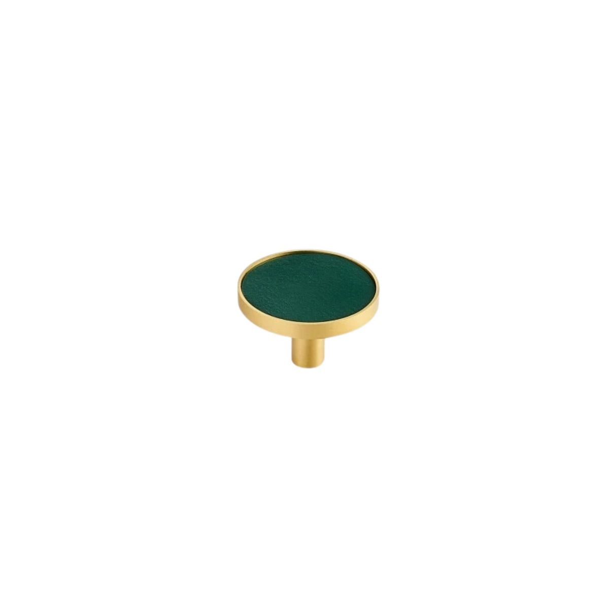 Kara Solid Brass &amp; Leather Knob | Gold &amp; Green