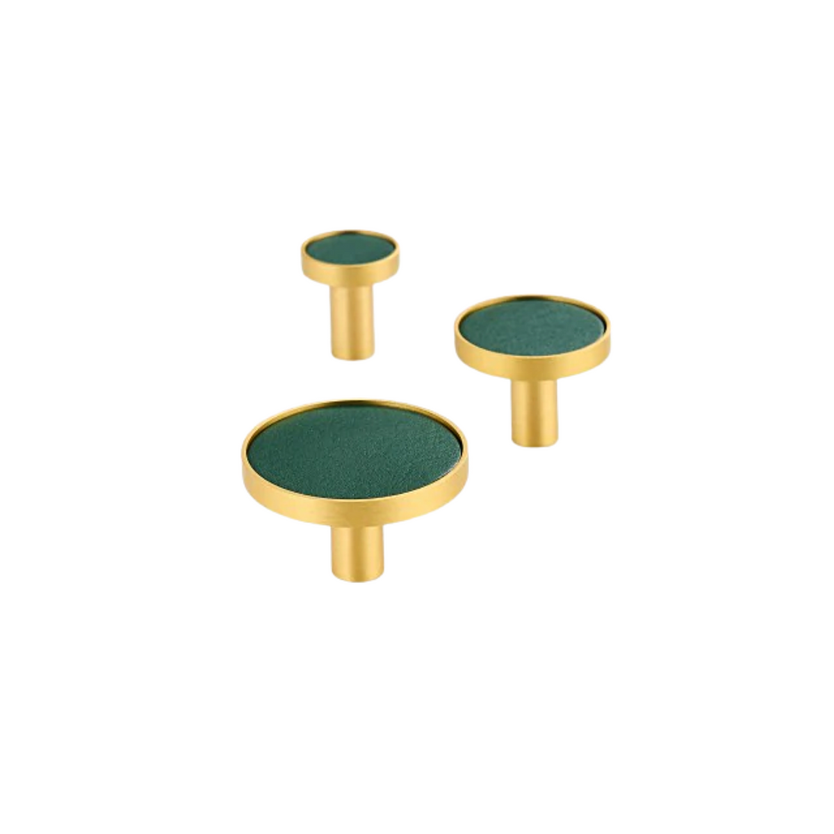 Kara Solid Brass &amp; Leather Knob | Gold &amp; Green