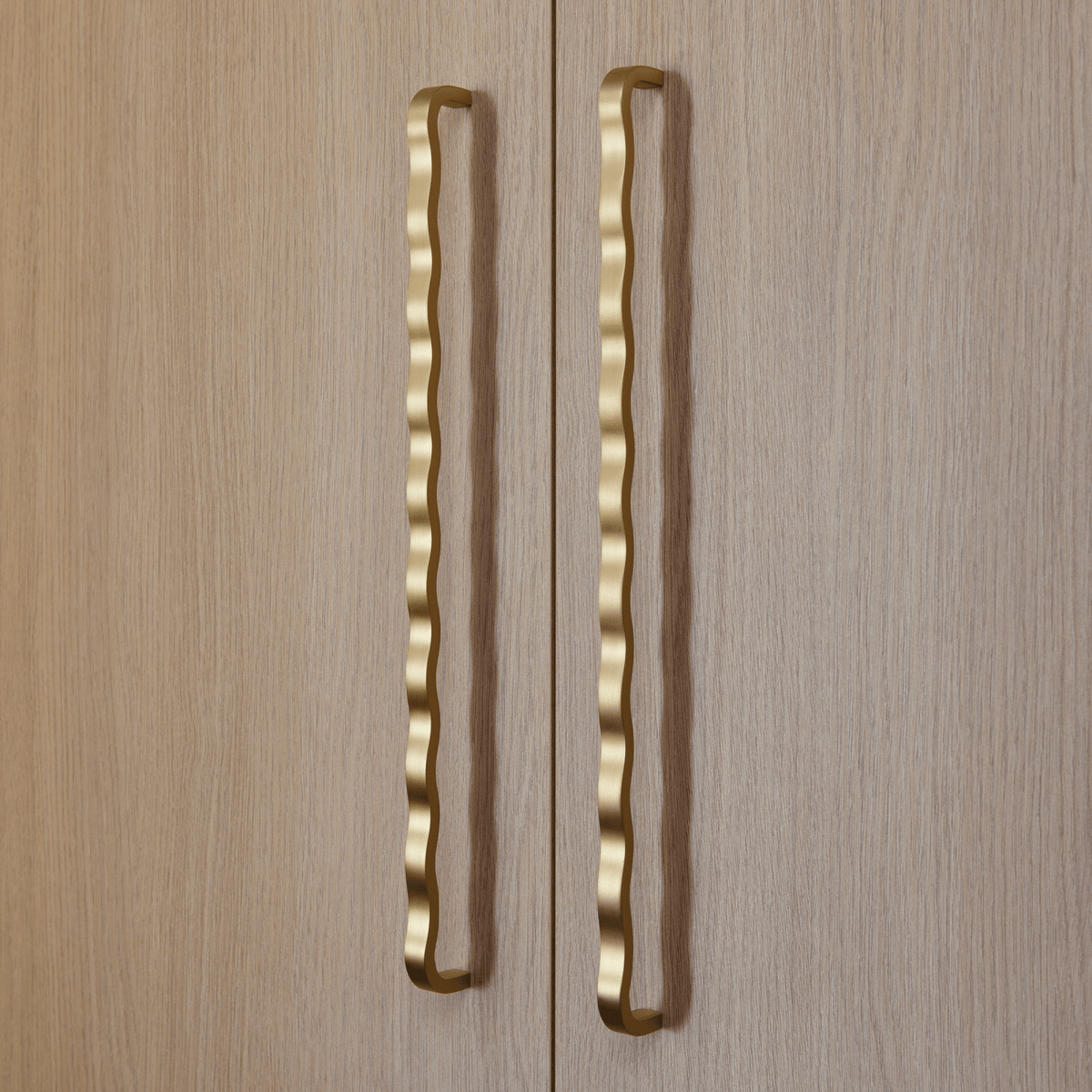 Wavey Solid Brass Handle | Satin Brass - Passio Interiors