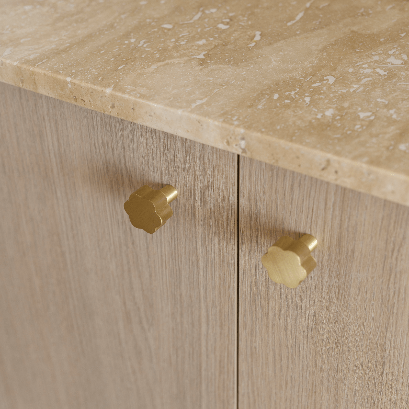 Wavey Solid Brass Knob II | Satin Brass - Passio Interiors