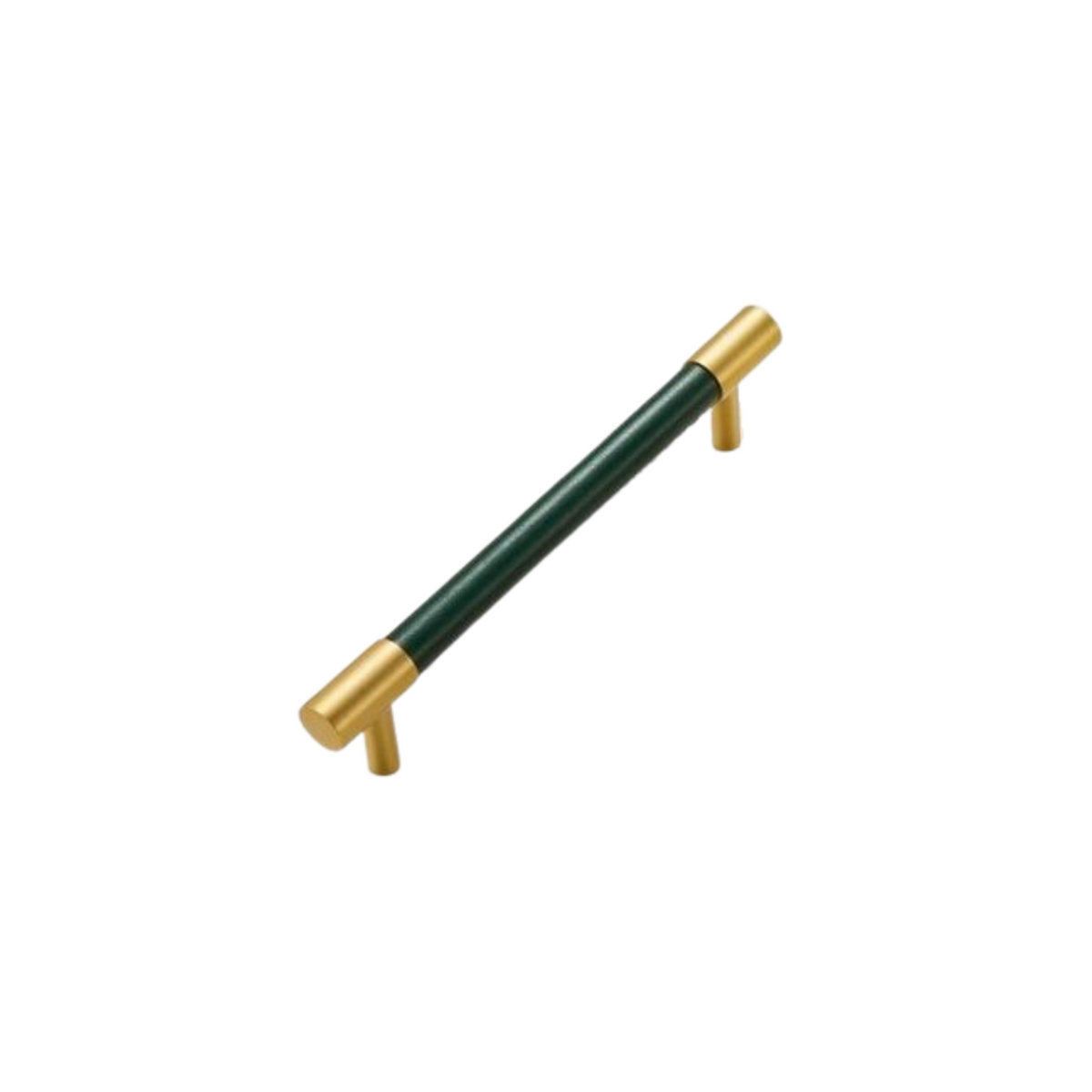 Kara Solid Brass &amp; Leather Handle | Gold &amp; Green