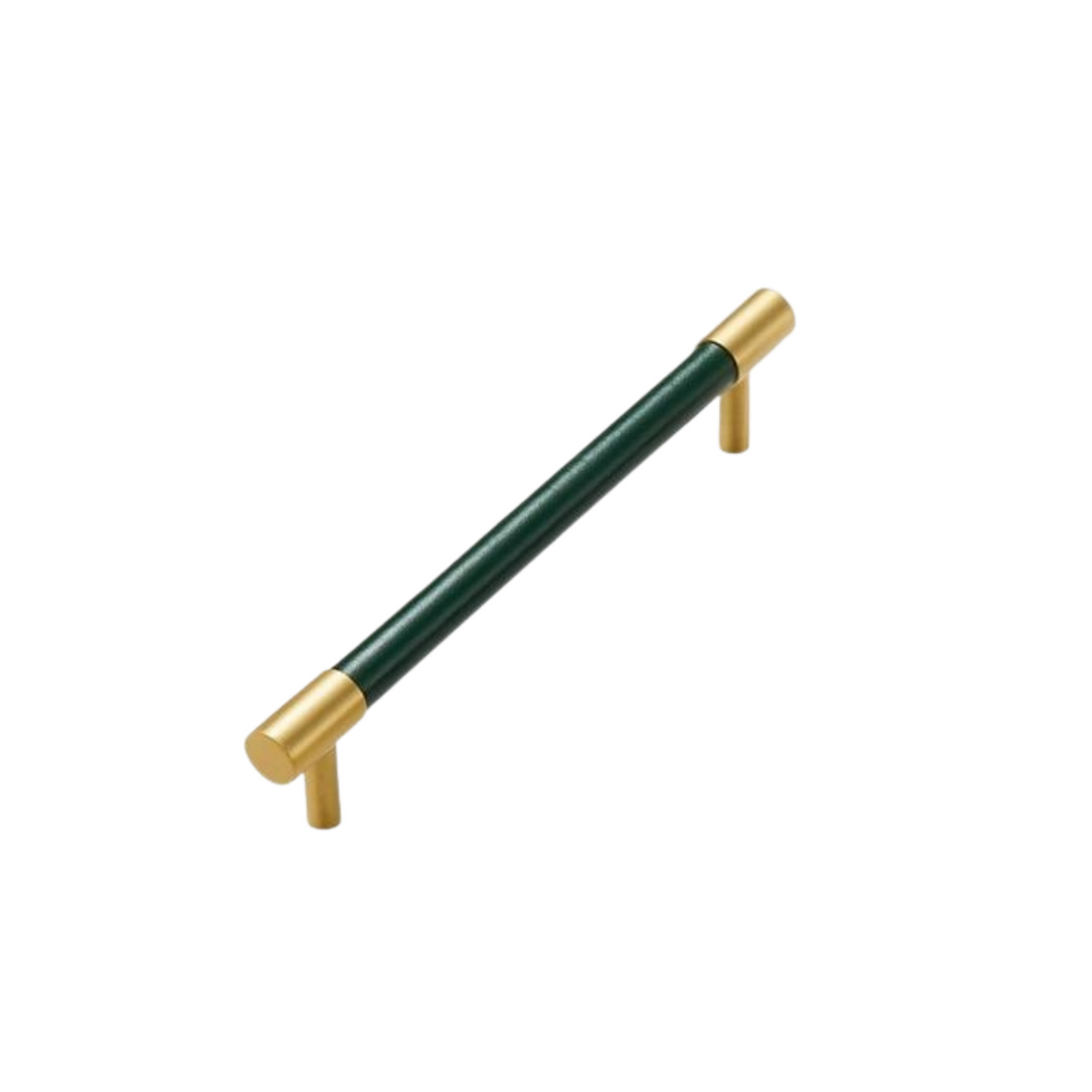 Kara Solid Brass &amp; Leather Handle | Gold &amp; Green