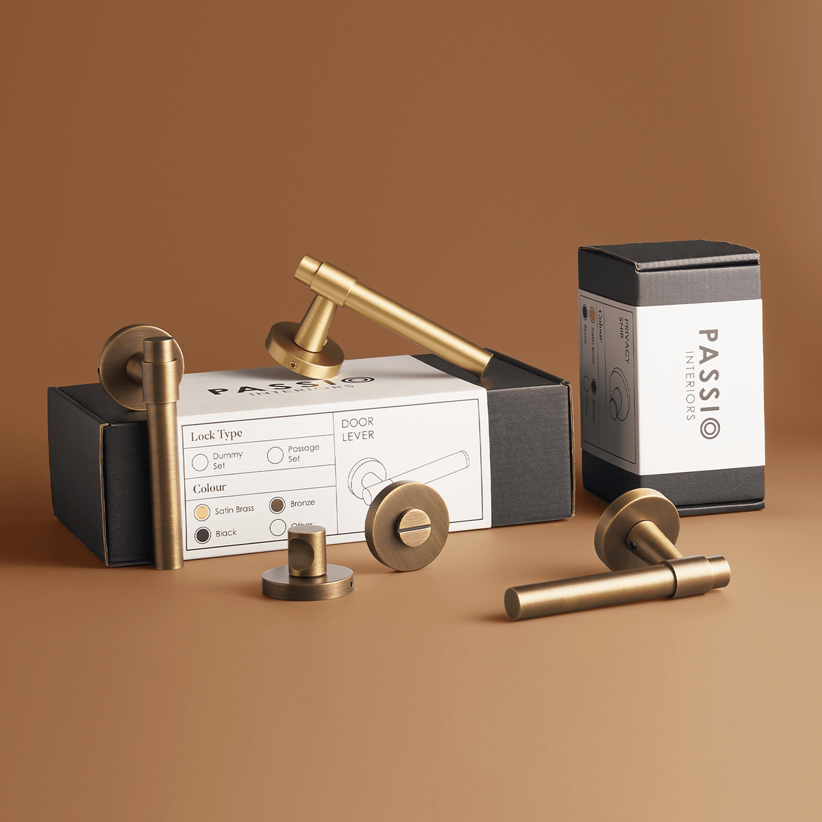 Kia Solid Brass Door Lever | Bronze - Passio Interiors