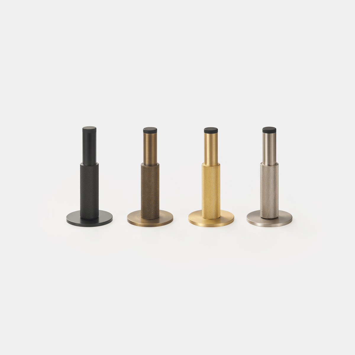 Knurled Pillar Solid Brass Door Stop | Satin Nickel - Passio Interiors