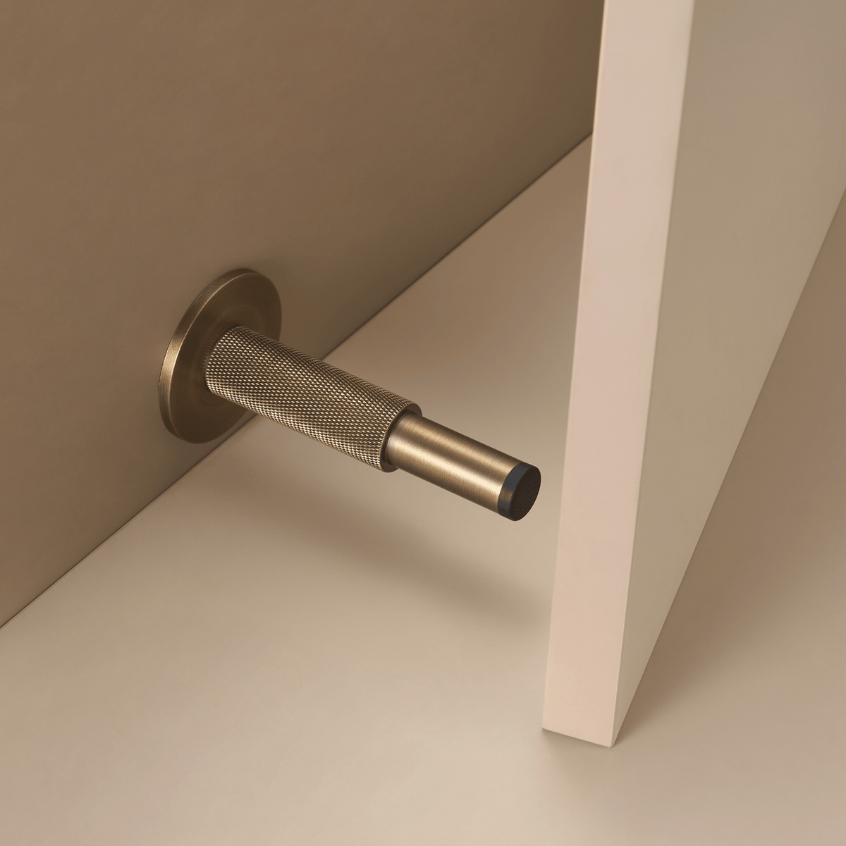 Knurled Pillar Solid Brass Door Stop | Satin Nickel - Passio Interiors