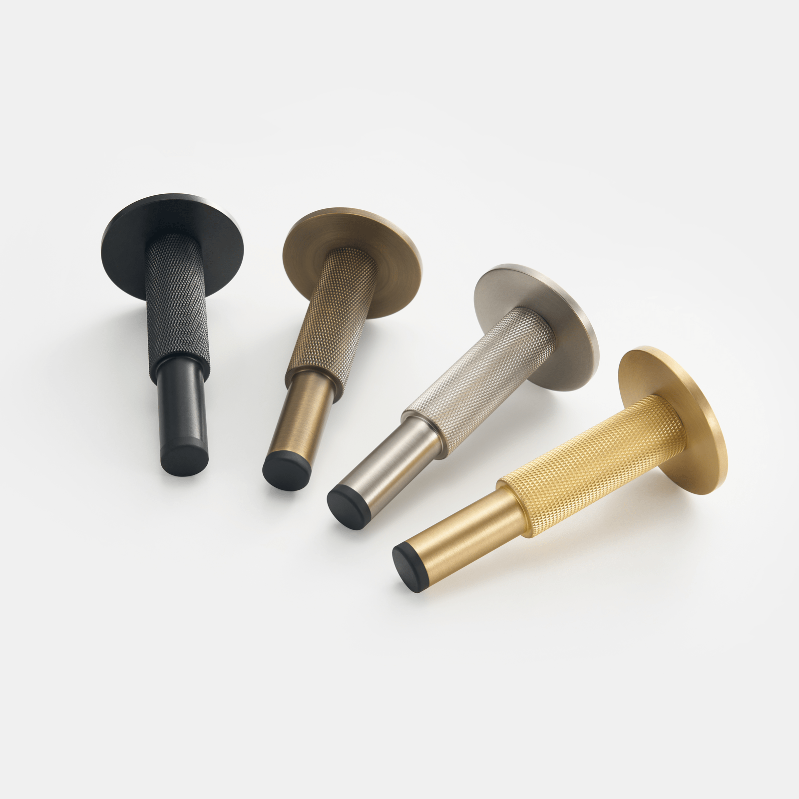 Knurled Pillar Solid Brass Door Stop | Satin Nickel - Passio Interiors