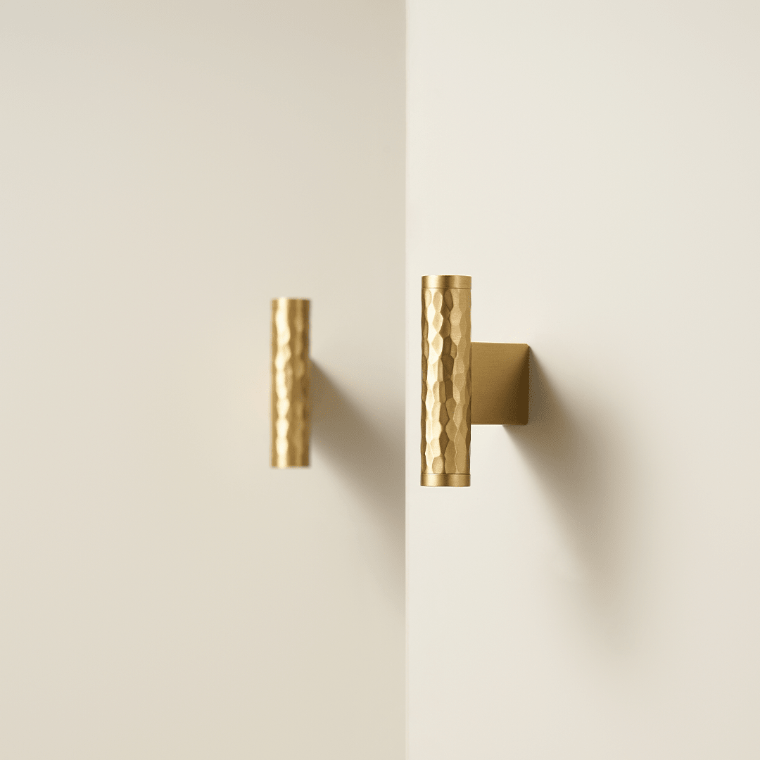 Otto Solid Brass Hammered Handle | Gold - Passio Interiors