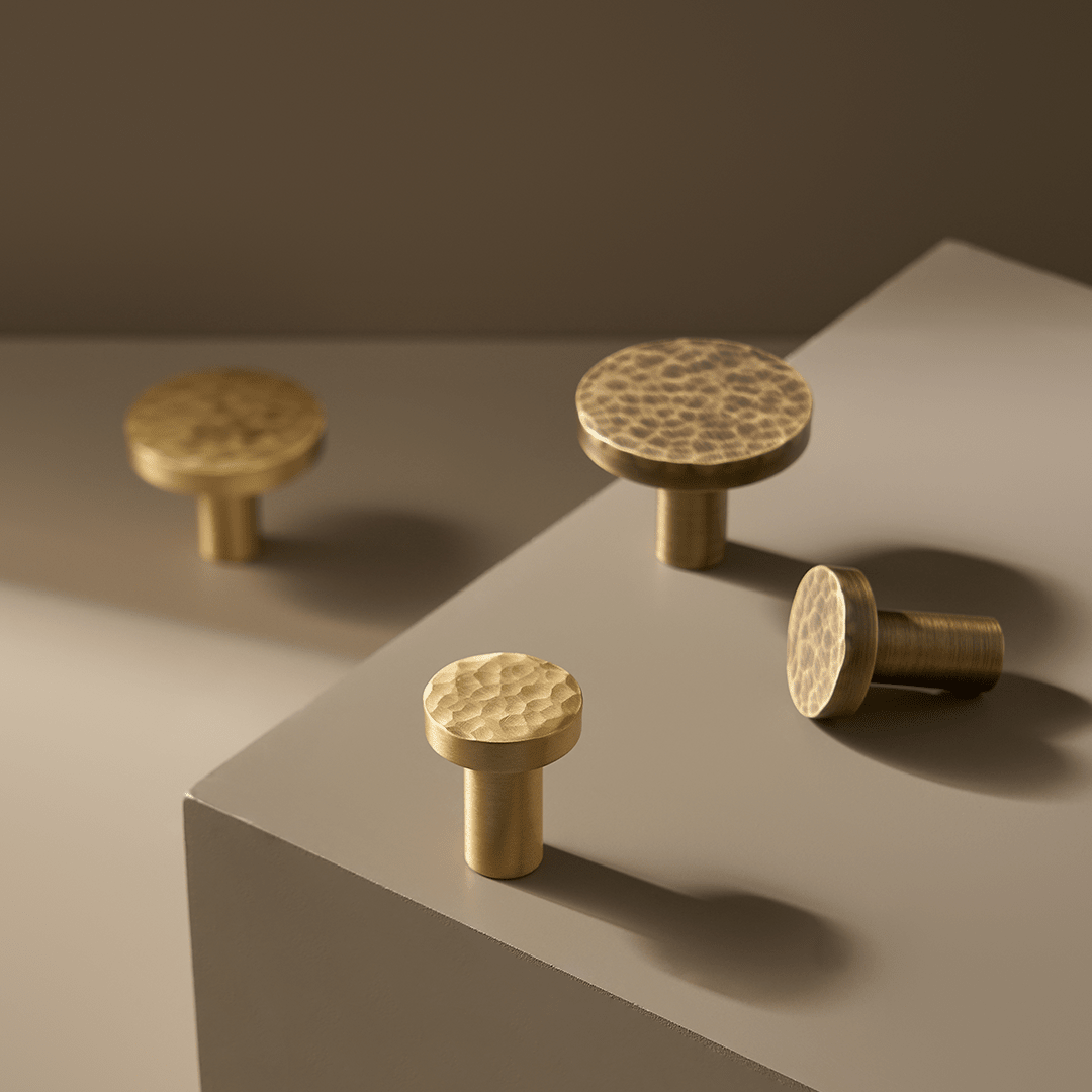 Otto Solid Brass Hammered Round Knob | Bronze - Passio Interiors