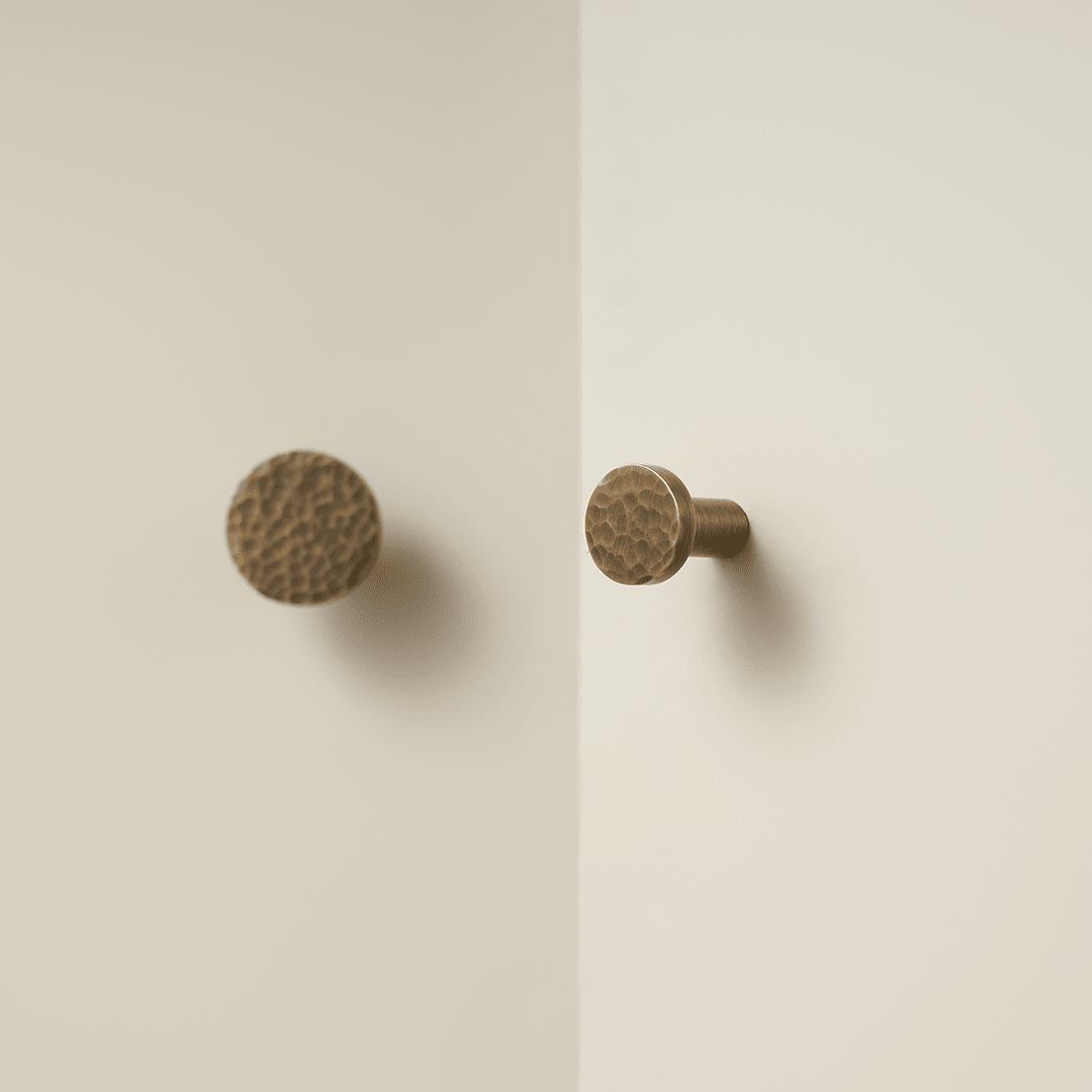 Otto Solid Brass Hammered Round Knob | Bronze - Passio Interiors
