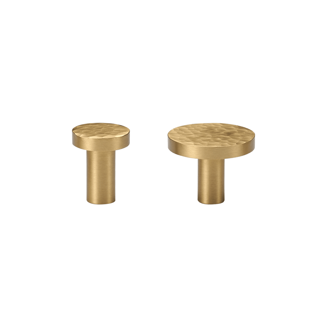 Otto Solid Brass Hammered Round Knob | Gold - Passio Interiors