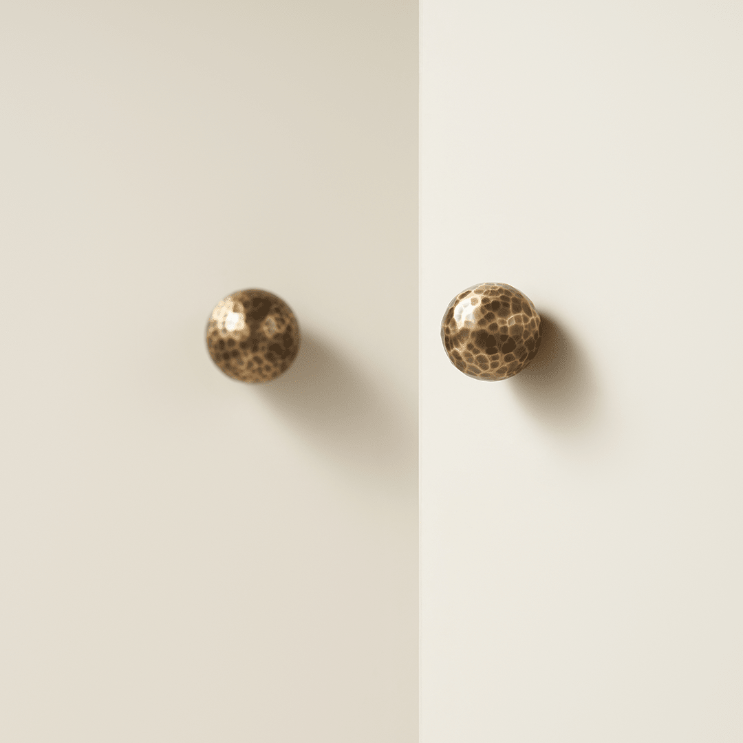 Otto Solid Brass Hammered Spherical Knob | Bronze - Passio Interiors
