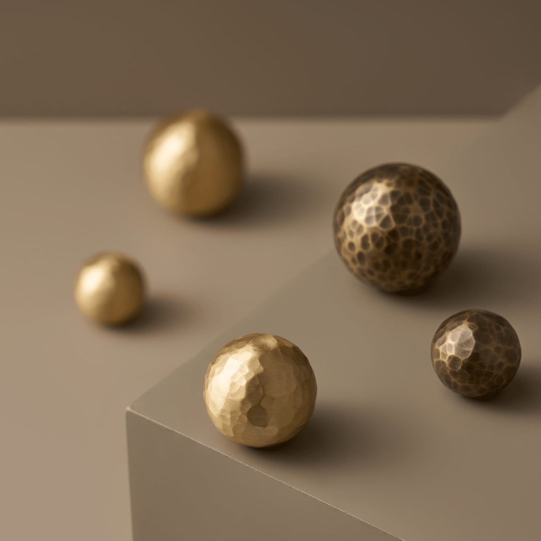 Otto Solid Brass Hammered Spherical Knob | Bronze - Passio Interiors