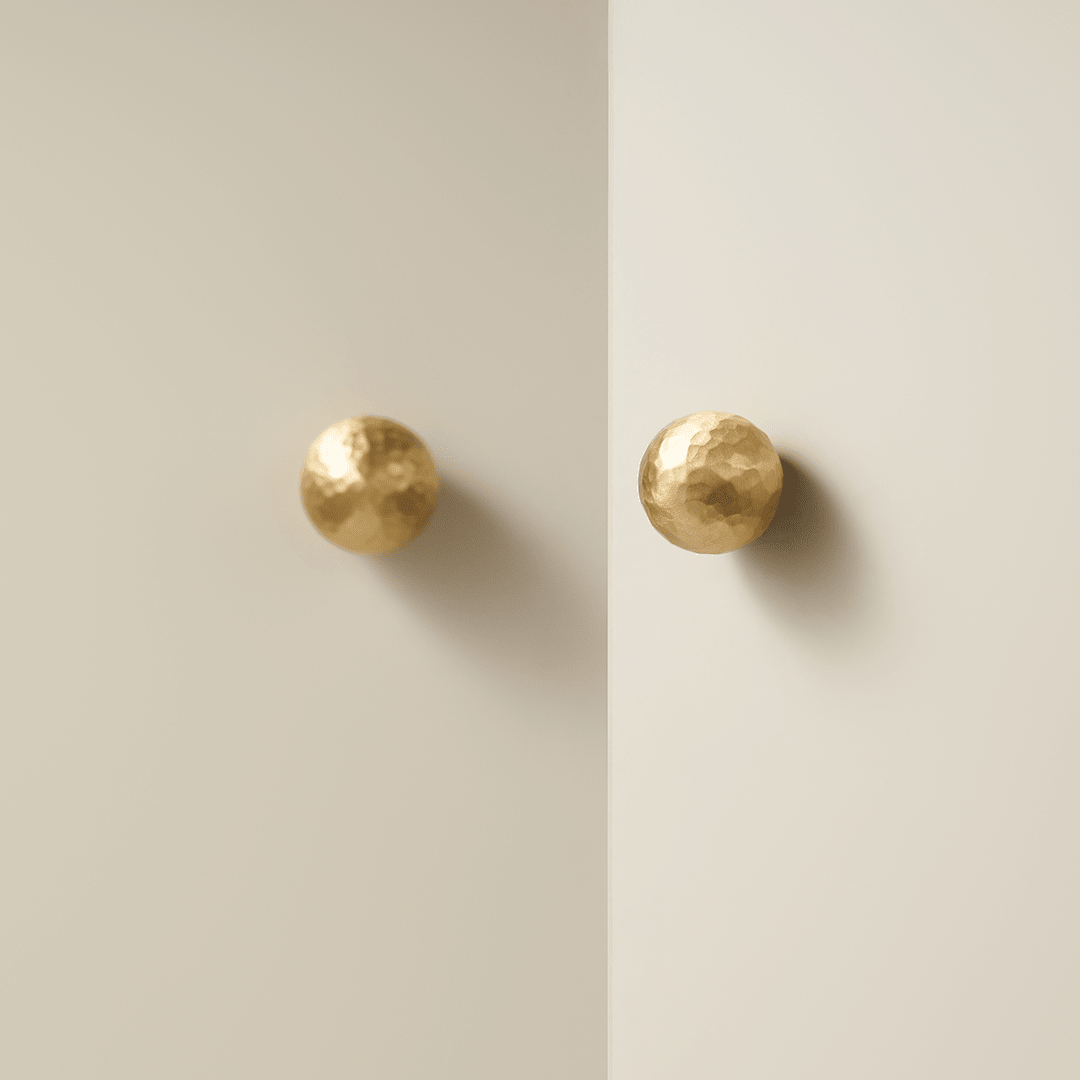 Otto Solid Brass Hammered Spherical Knob | Gold - Passio Interiors