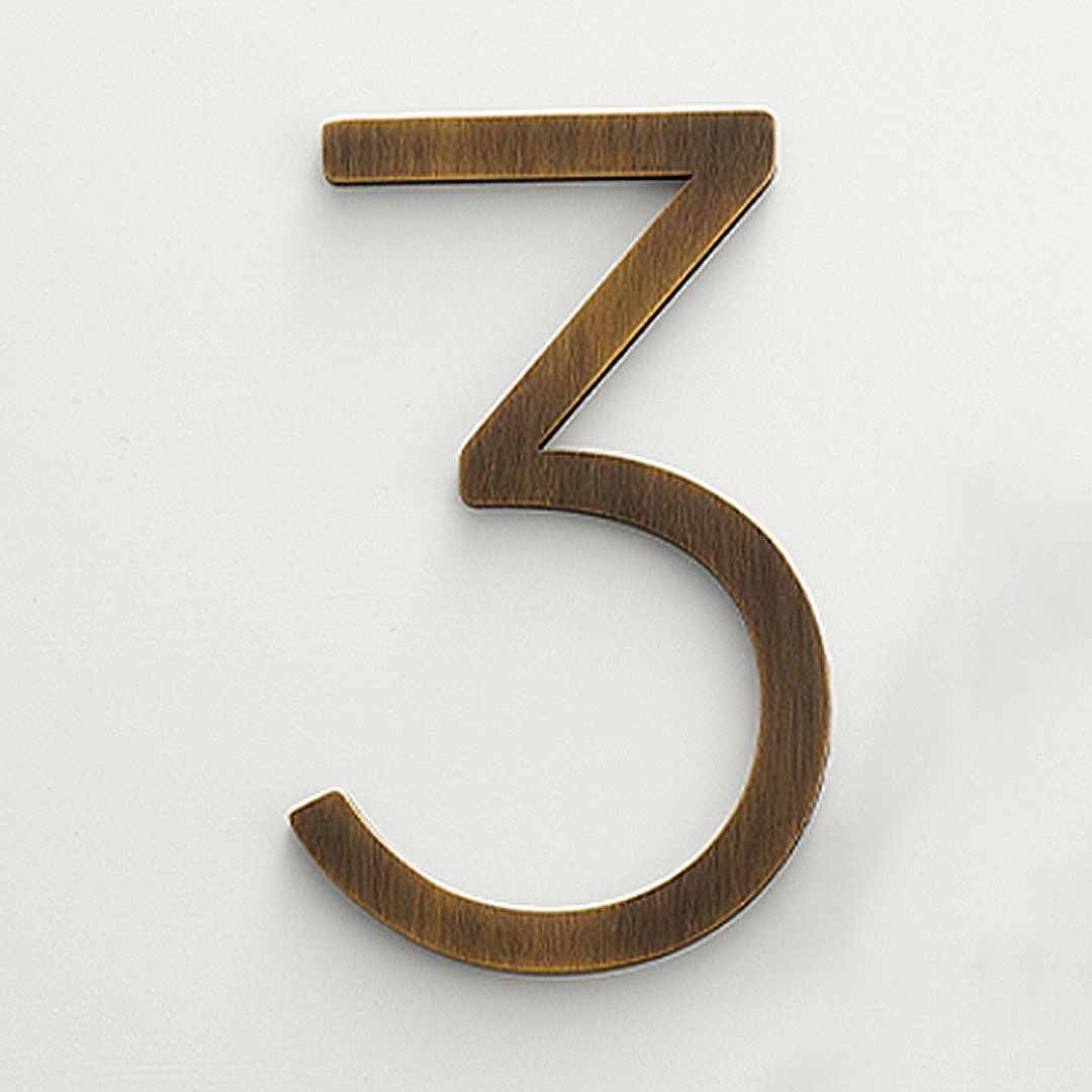 Oversized Smooth Solid Brass Floating Numbers | Bronze 25cm - 40cm