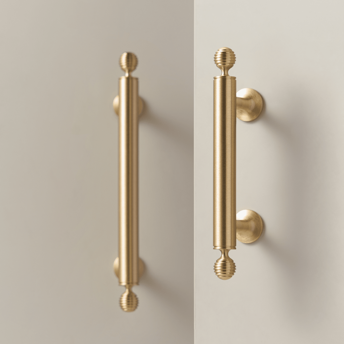 Renzo Solid Brass Handle | Satin Brass - Passio Interiors