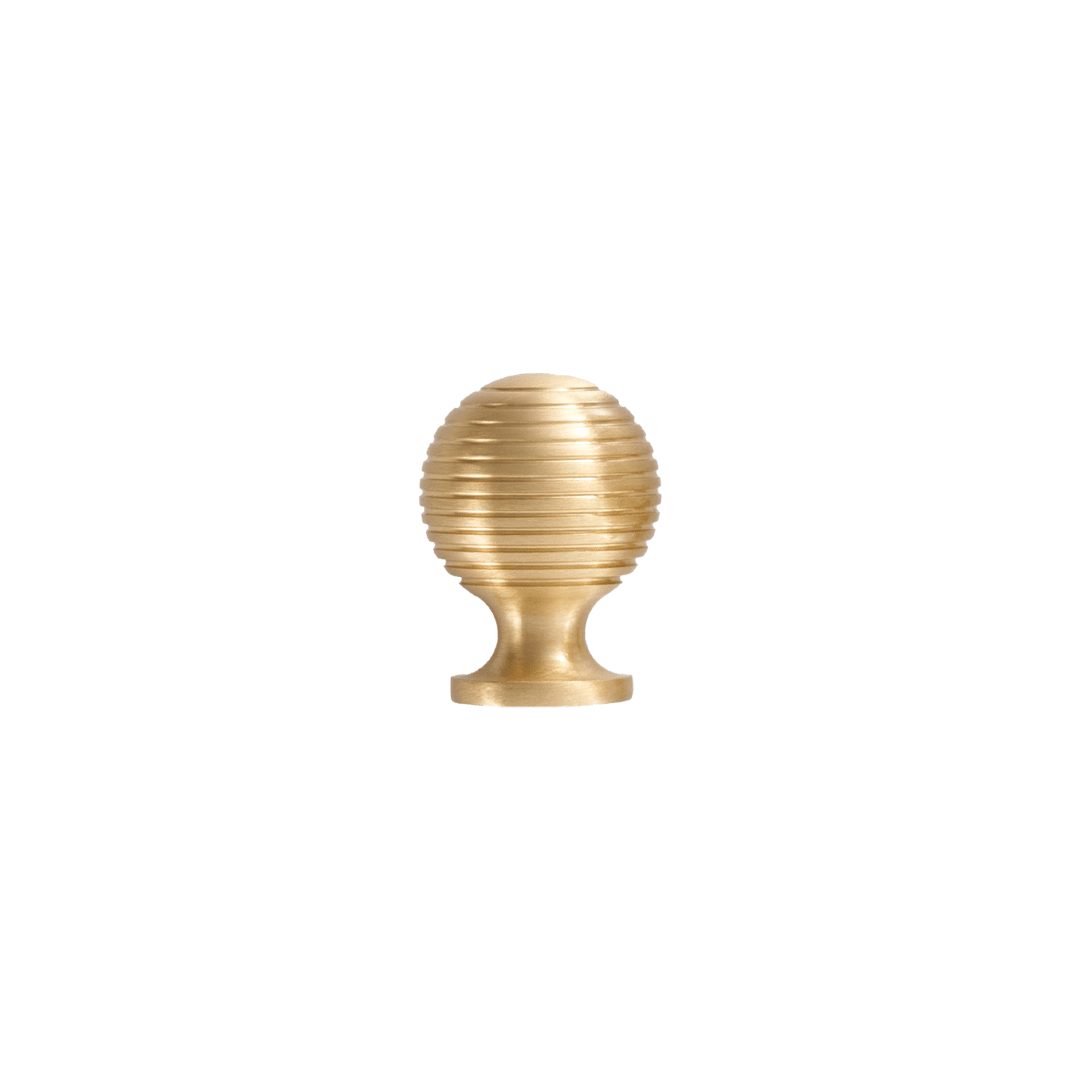 Renzo Solid Brass Knob | Satin Brass - Passio Interiors