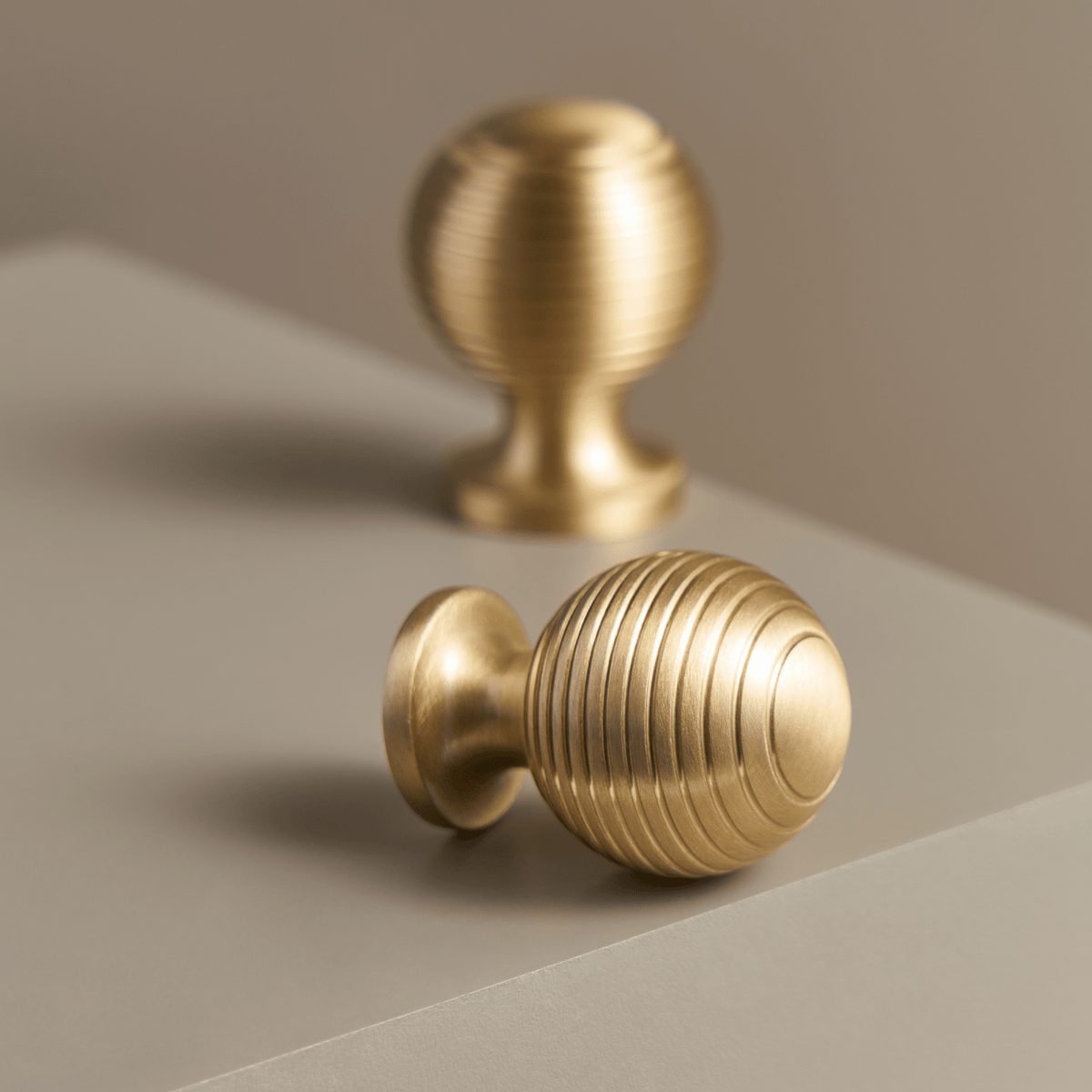 Renzo Solid Brass Knob | Satin Brass - Passio Interiors