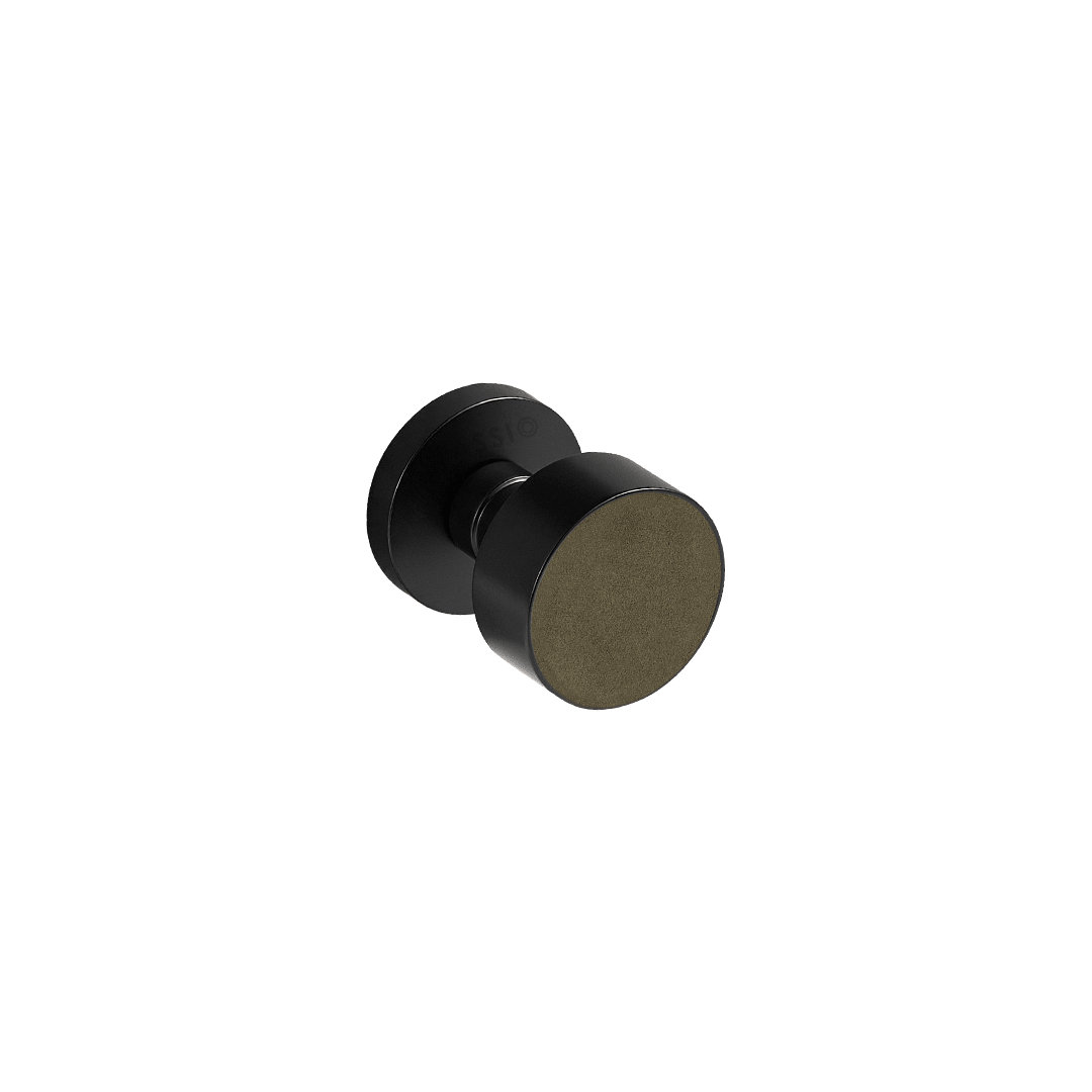 Santo Solid Brass Door Knob | Black & Torino Green (Crazy Horse Leather) - Passio Interiors