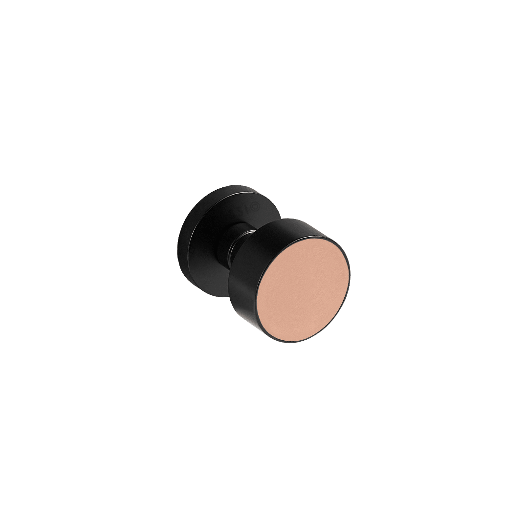 Santo Solid Brass Door Knob | Black & Tuscan Pink - Passio Interiors