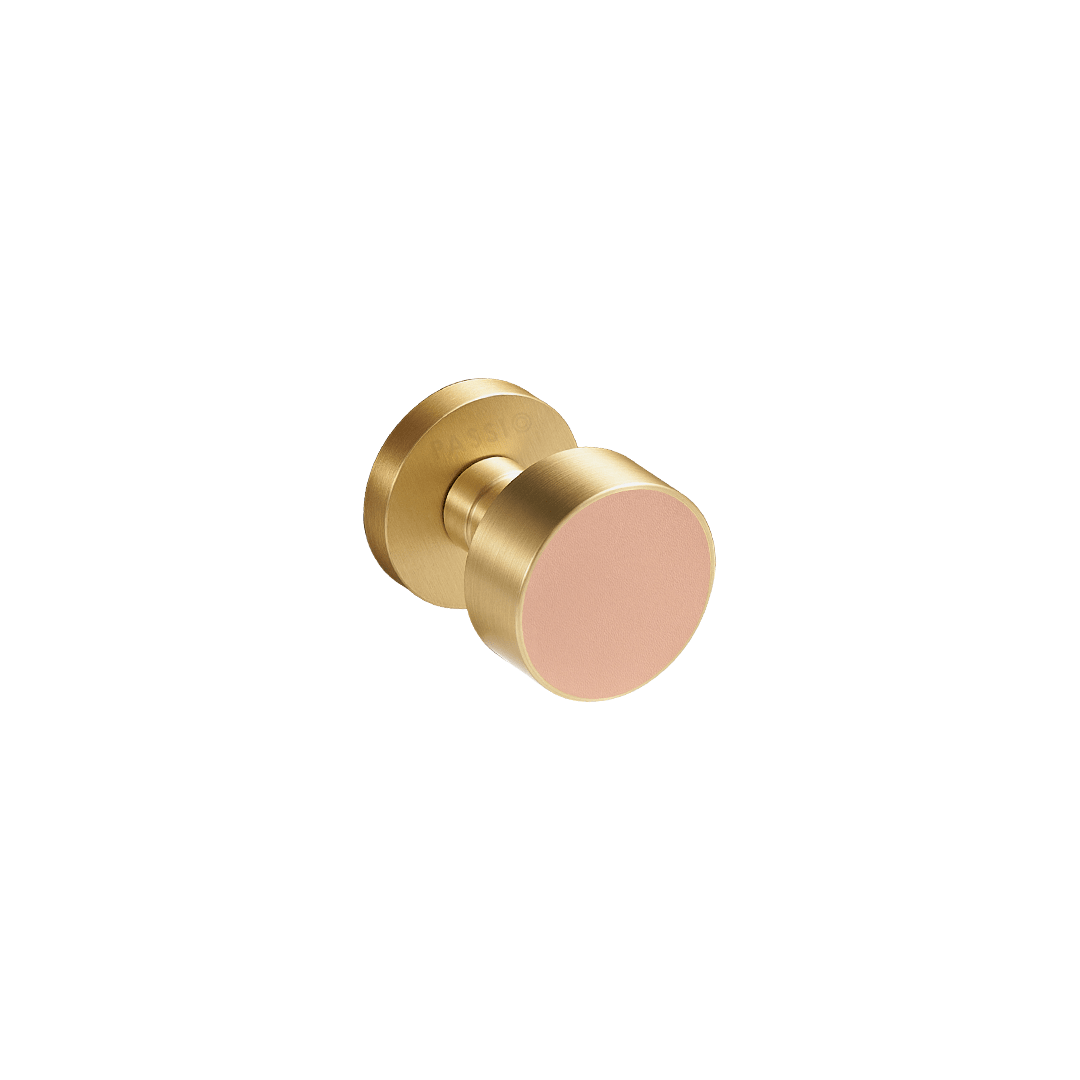 Santo Solid Brass Door Knob | Gold & Tuscan Pink - Passio Interiors