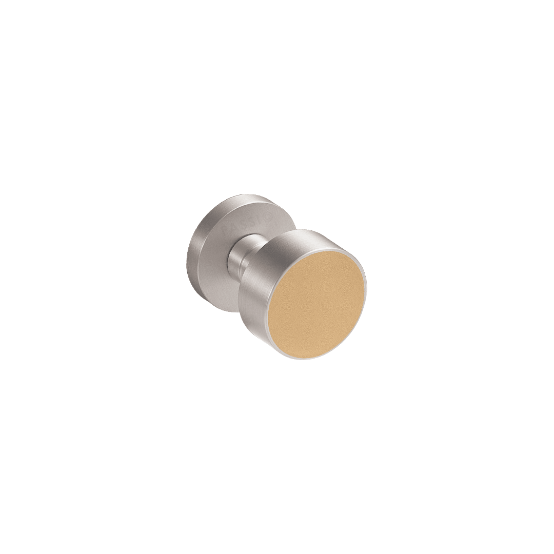 Santo Solid Brass Door Knob | Satin Nickel & Amalfi Beige - Passio Interiors