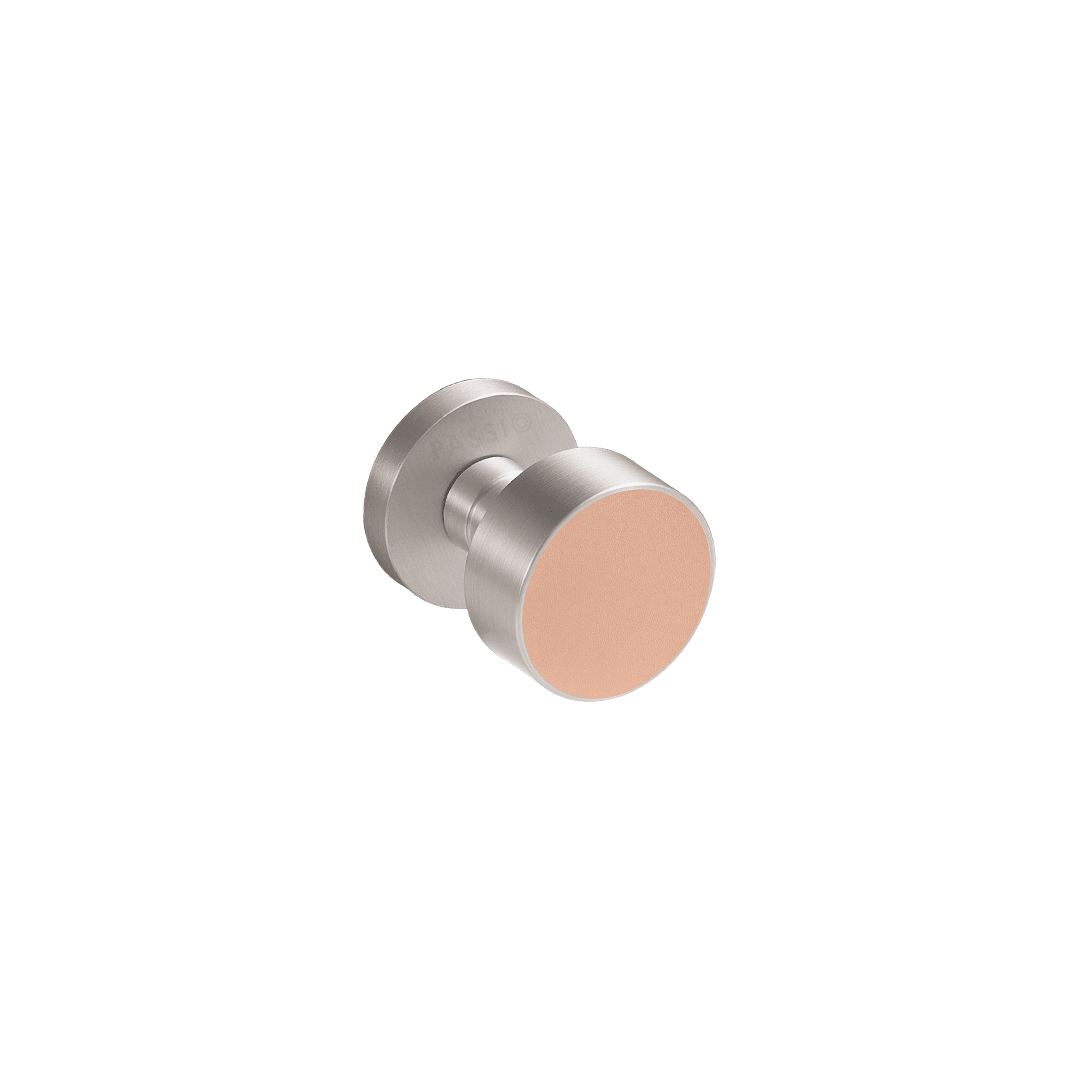 Santo Solid Brass Door Knob | Satin Nickel & Tuscan Pink - Passio Interiors
