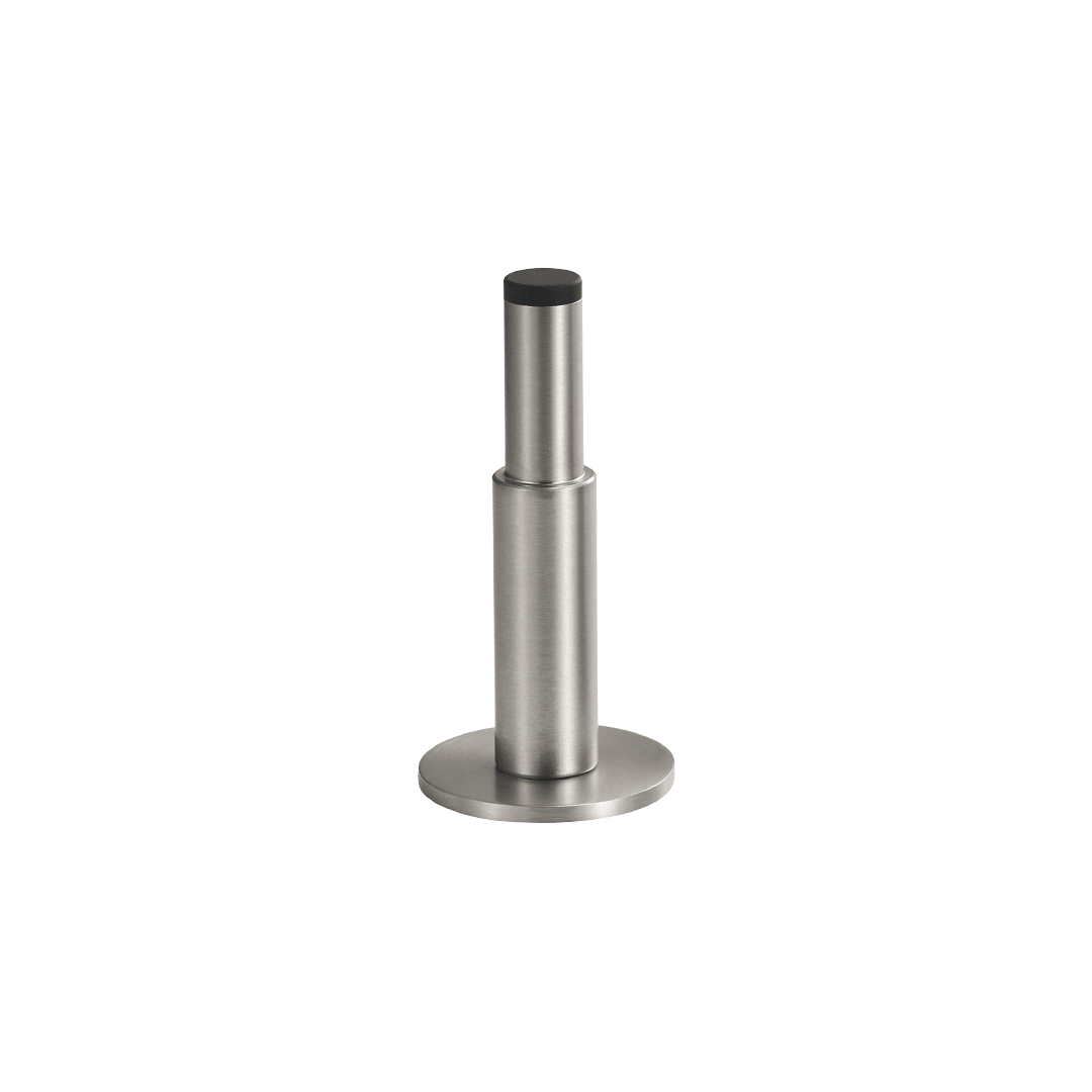 Smooth Pillar Solid Brass Door Stop | Satin Nickel - Passio Interiors
