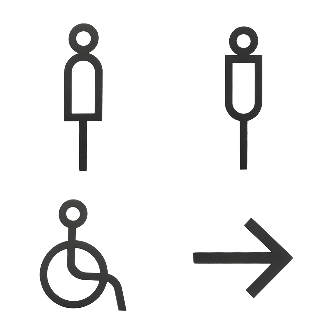 Solid Brass Bathroom & Accessibility Signage | Black - Passio Interiors