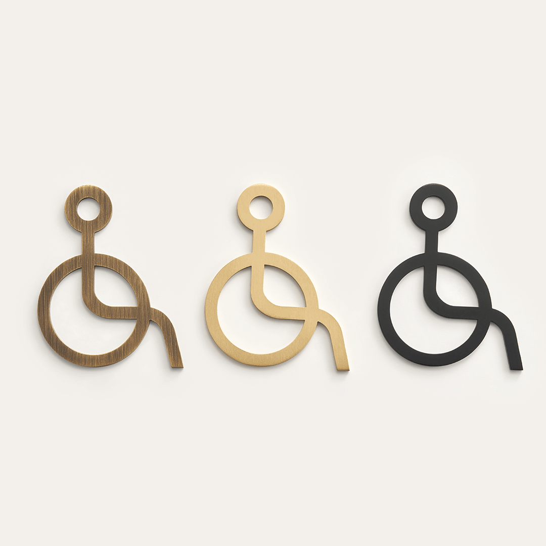Solid Brass Bathroom & Accessibility Signage | Bronze - Passio Interiors