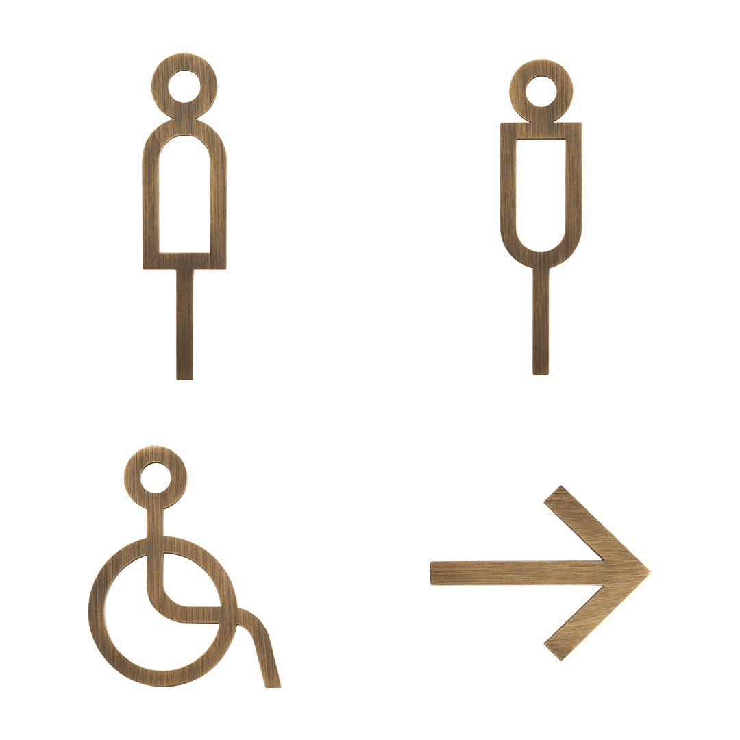Solid Brass Bathroom & Accessibility Signage | Bronze - Passio Interiors