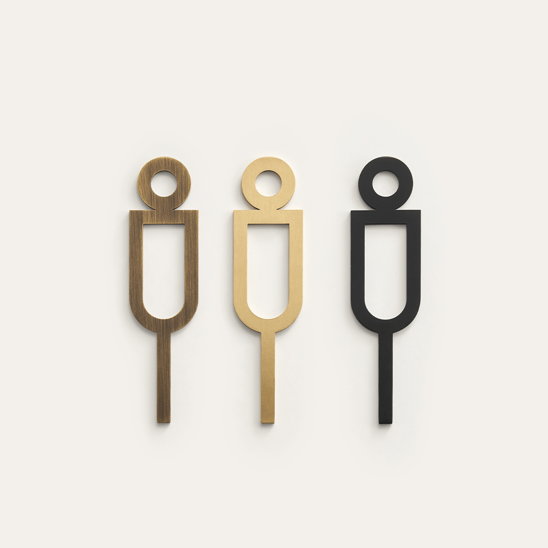 Solid Brass Bathroom & Accessibility Signage | Bronze - Passio Interiors