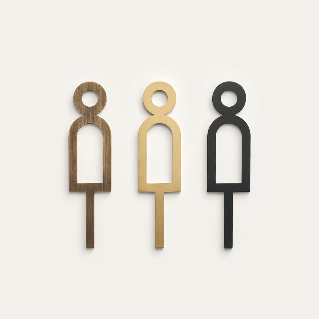 Solid Brass Bathroom & Accessibility Signage | Bronze - Passio Interiors