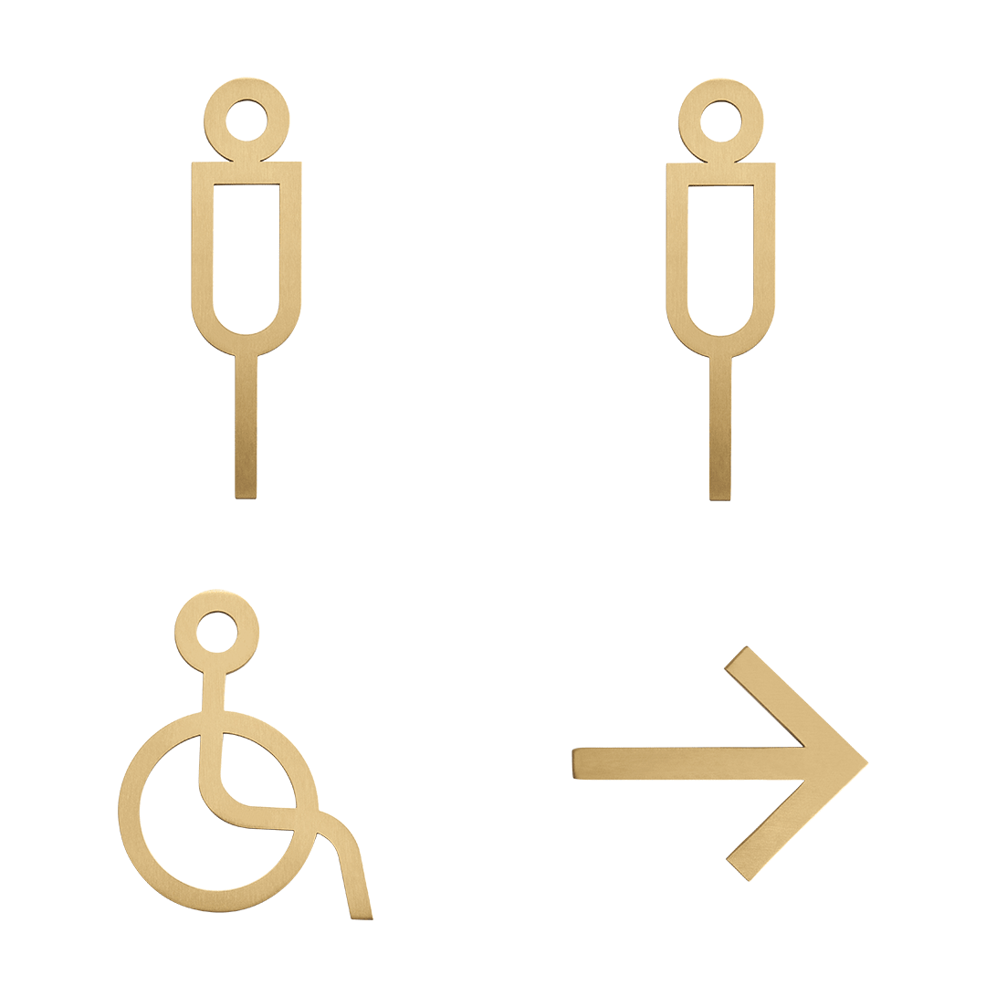Solid Brass Bathroom & Accessibility Signage | Gold - Passio Interiors