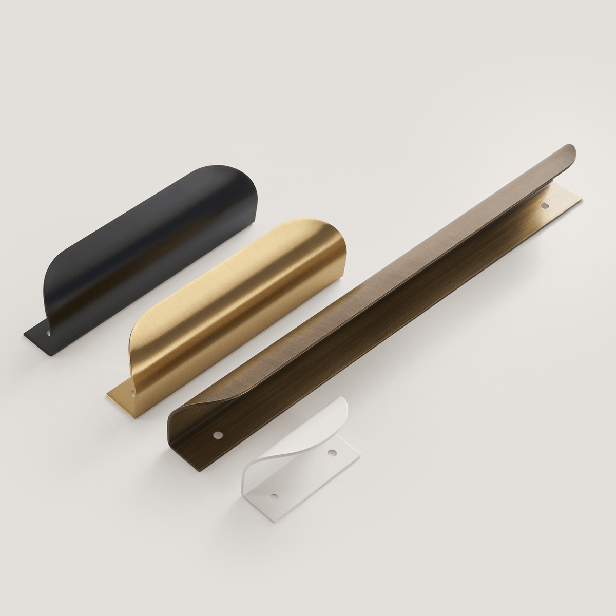 Wade Solid Brass Lip Pull | White - Passio Interiors